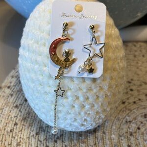 Fashion Jewelry Celestial Gold Earrings with Pearl Accents